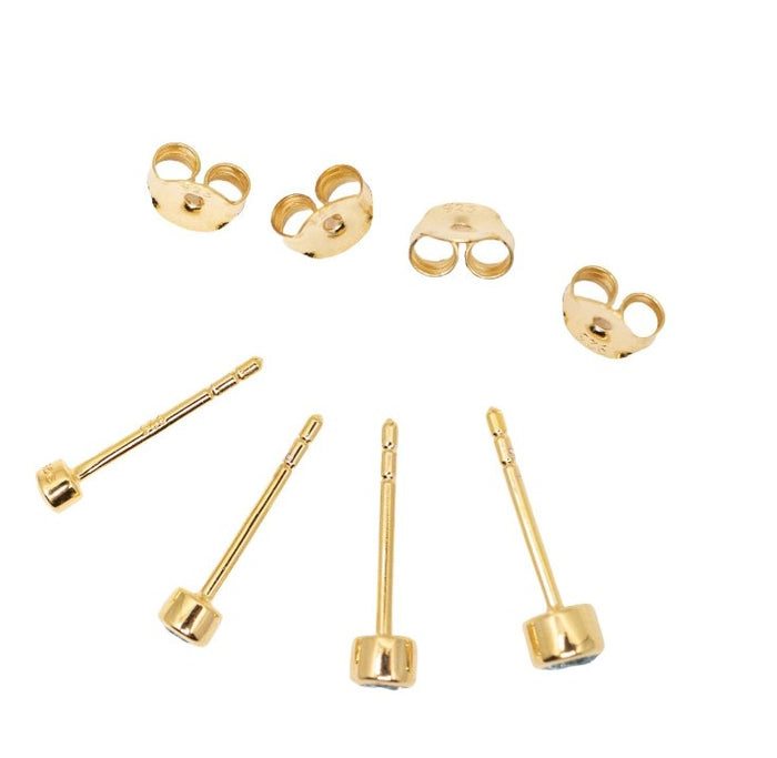 Yellow Gold Studs White Topaz Stud Earrings The Curated LobeBirthstone Stud Earringscartilagegold vermeil