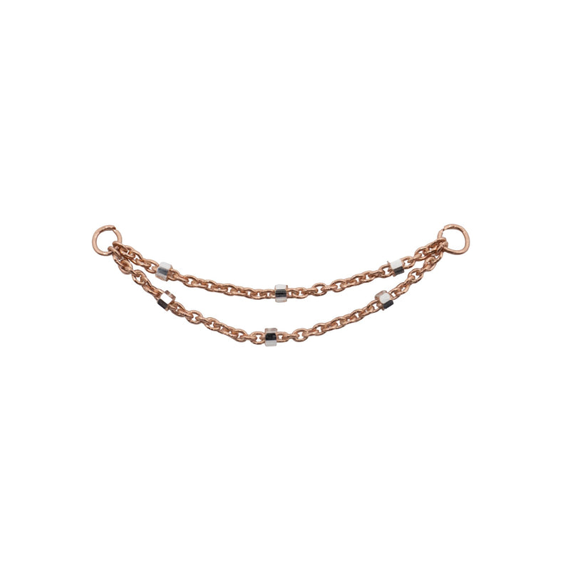 Rose Gold Chains Connectors & Ear Jackets Double Satellite Chain Connector The Curated Lobecartilagechainchain earrings