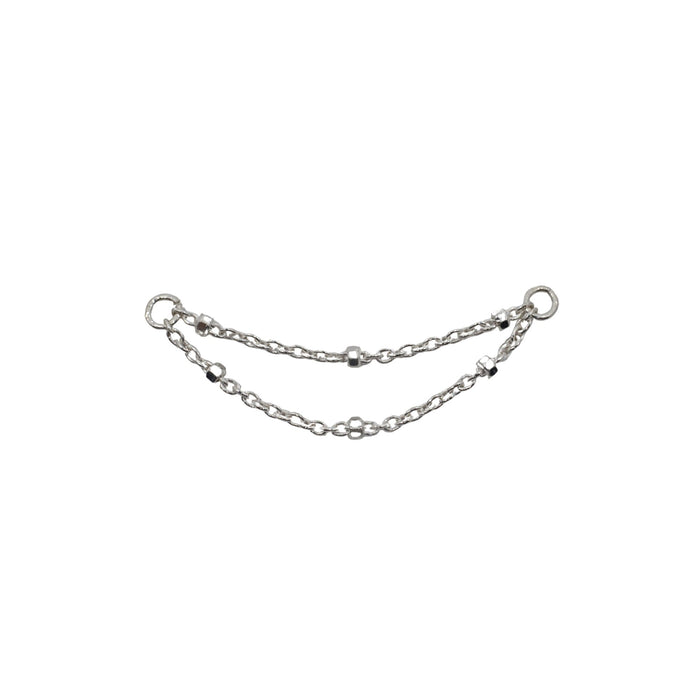 Silver Chains Connectors & Ear Jackets Double Satellite Chain Connector The Curated Lobecartilagechainchain earrings