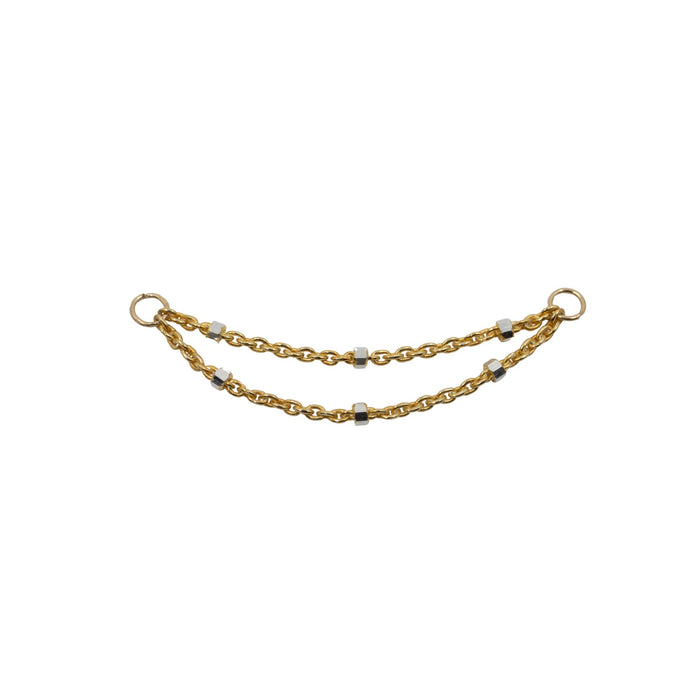 Yellow Gold Chains Connectors & Ear Jackets Double Satellite Chain Connector The Curated Lobecartilagechainchain earrings