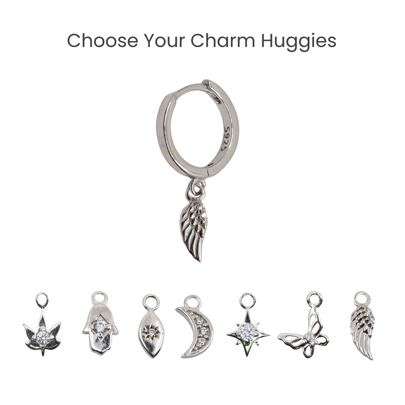 Silver Charmed Huggie Hoops - Silver Hoops