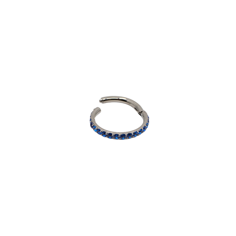 Titanium Crystal Clicker Hoop With Colour - Silver Hoops