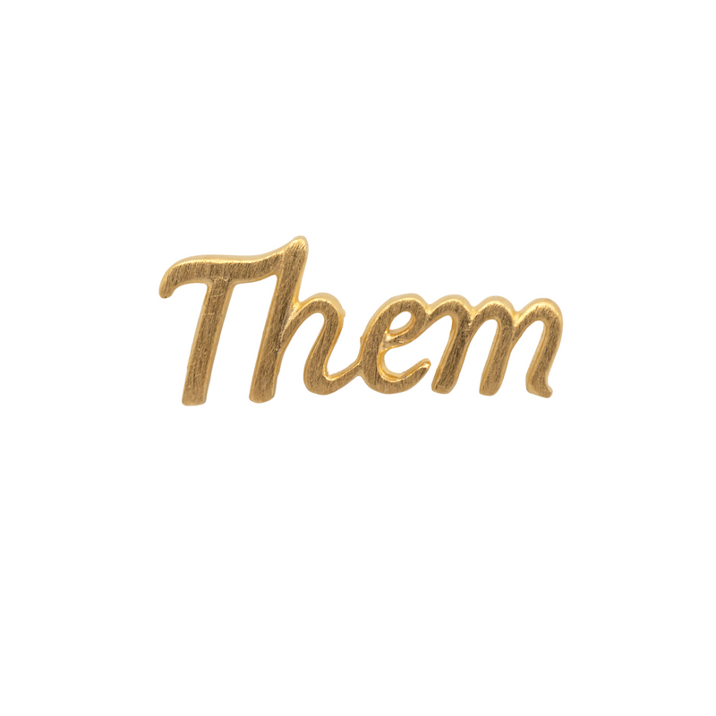 Gold Pronoun Stud Earrings - Gold Pronoun Earrings