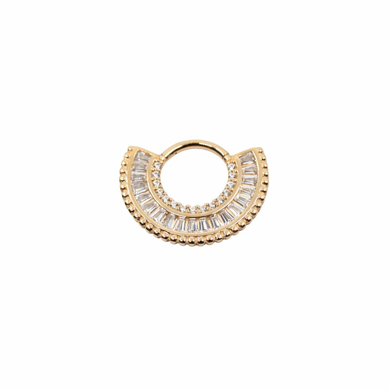 Yellow Gold Hoops Art Deco Crystal Clicker Hoop The Curated Lobe