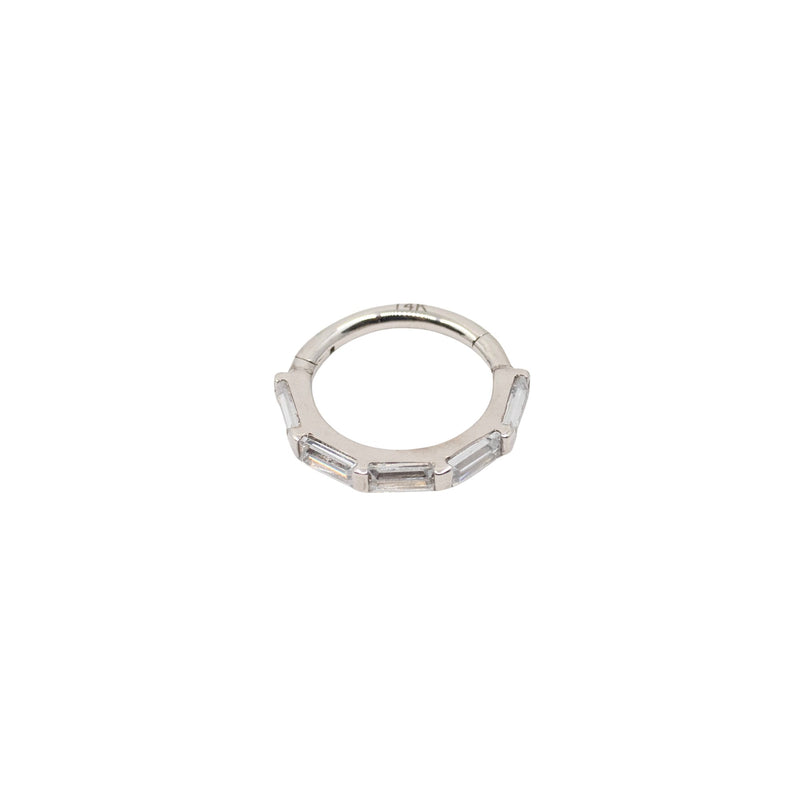 White Gold Hoops Baguette Crystal Clicker Hoop The Curated Lobe