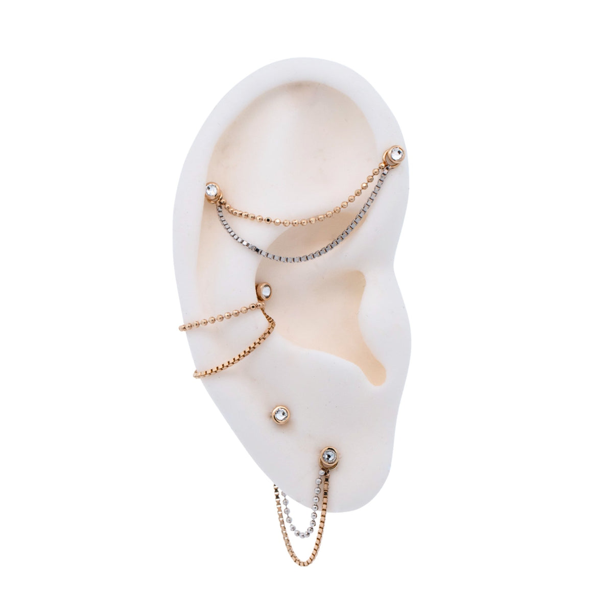 Yellow Gold Chains Connectors & Ear Jackets Ball and Box Chain Connector The Curated Lobe14k goldbox chaincartilage