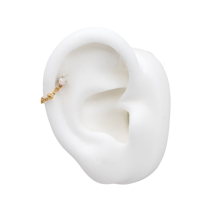 Yellow Gold Chains Connectors & Ear Jackets Beaded Cable Chain Connector The Curated Lobecartilagechainchain earrings