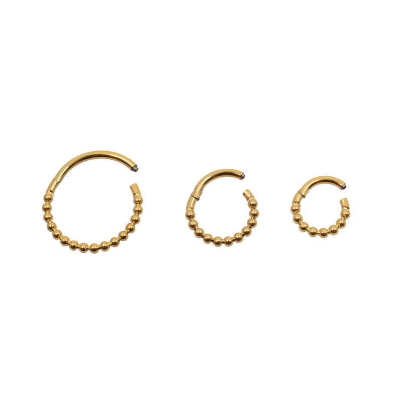 Yellow Gold Hoops Beaded Clicker Hoop The Curated Lobe