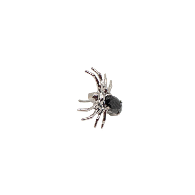 Silver Threadless Tops Black Crystal Spider Earring Top The Curated Lobe