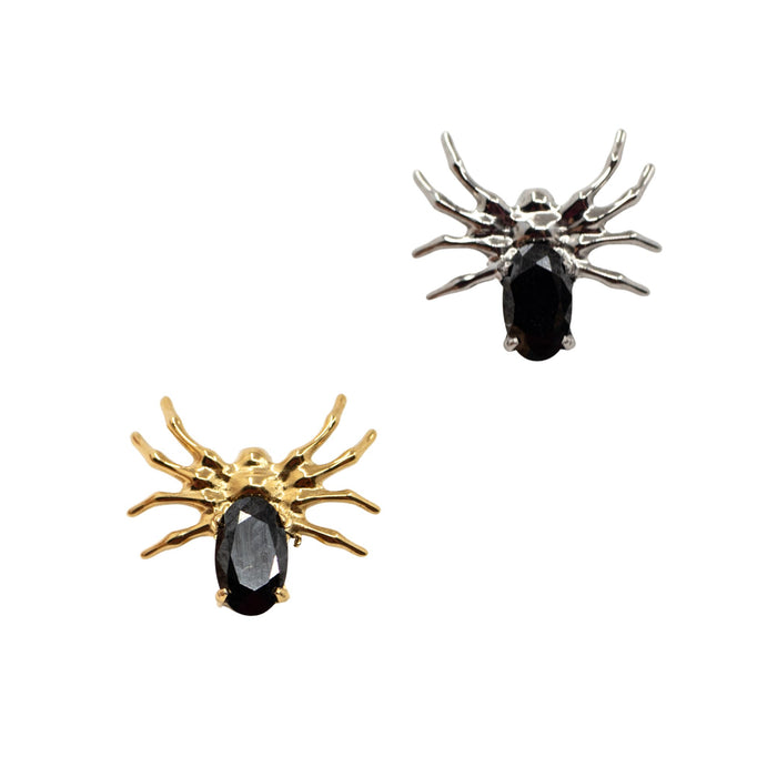 Yellow Gold Threadless Tops Black Crystal Spider Earring Top The Curated Lobecartilageconchflat