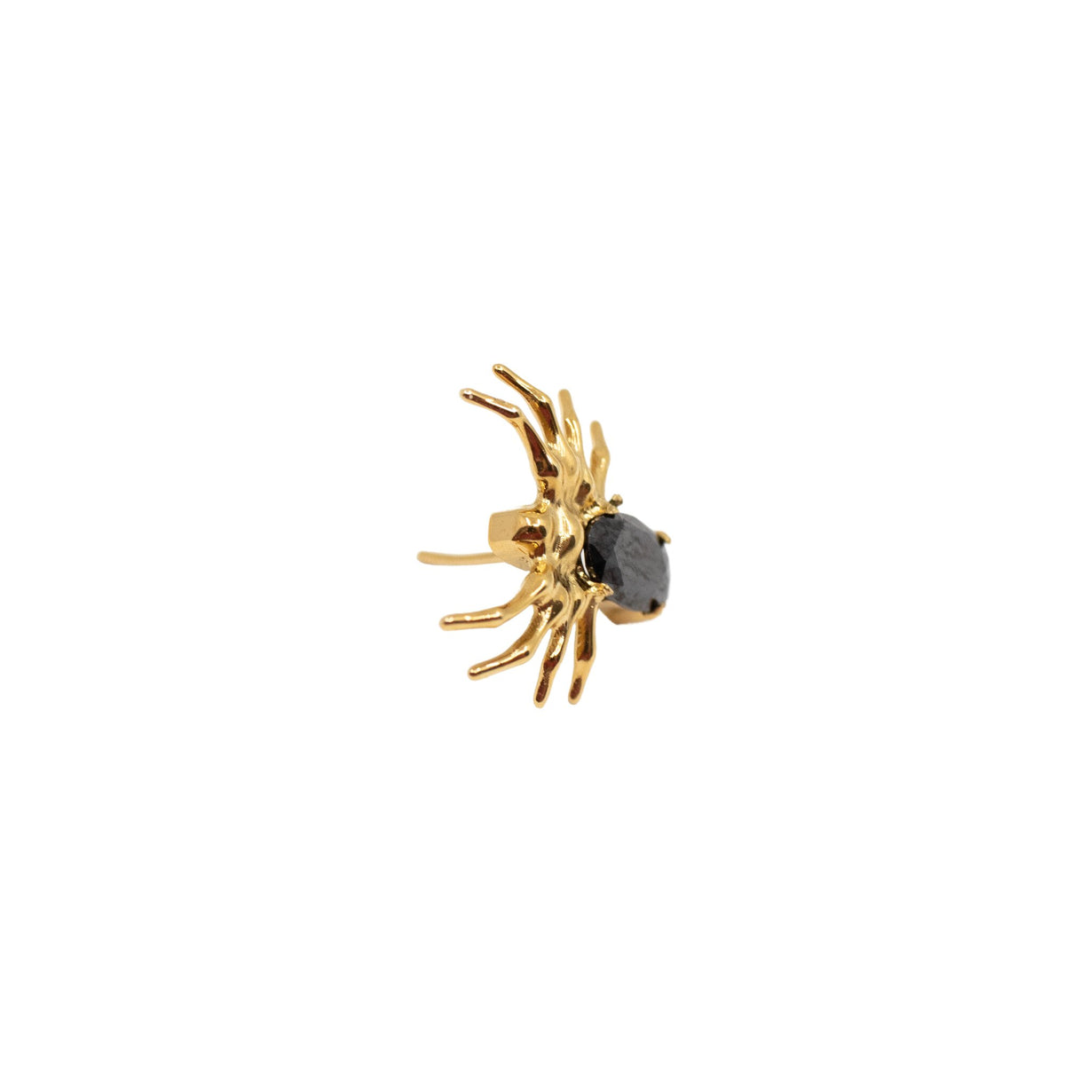 Yellow Gold Threadless Tops Black Crystal Spider Earring Top The Curated Lobe