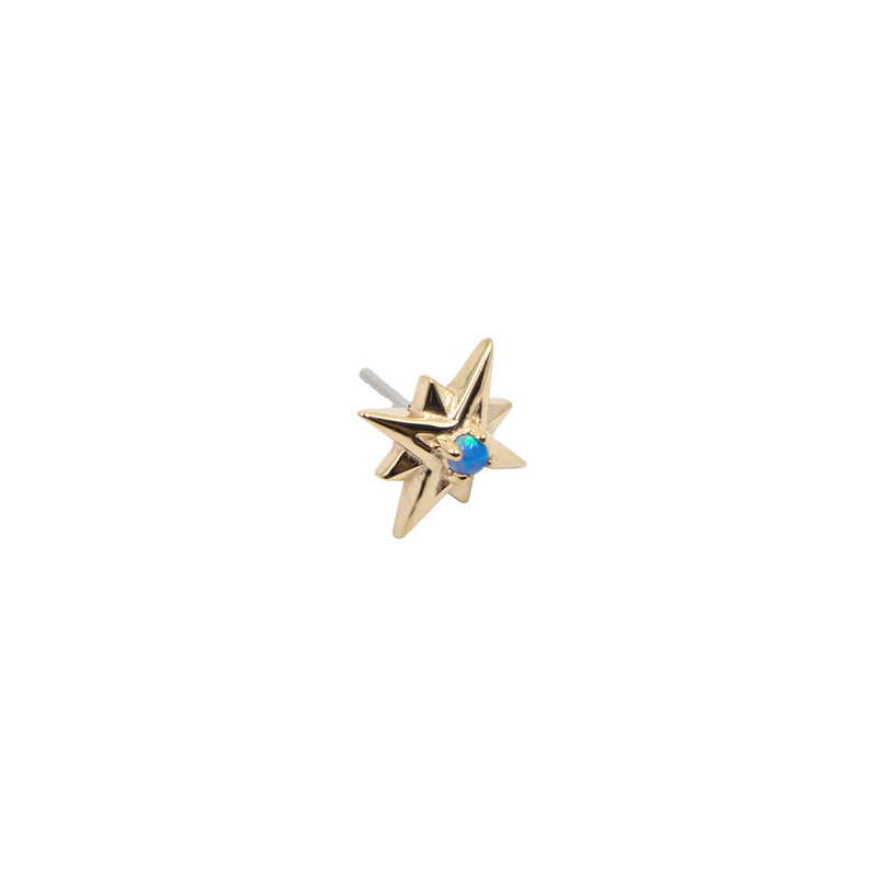 Yellow Gold Studs Blue Opal Star Earring The Curated Lobe
