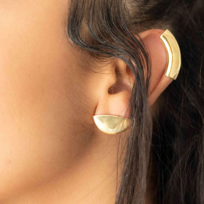 Yellow Gold Studs Bold Lobe Earrings The Curated Lobe