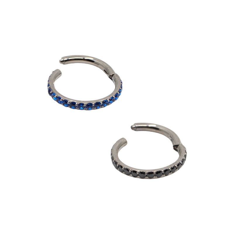 Silver with Blue Hoops Bottom-Facing Crystal Clicker Hoop The Curated Lobe