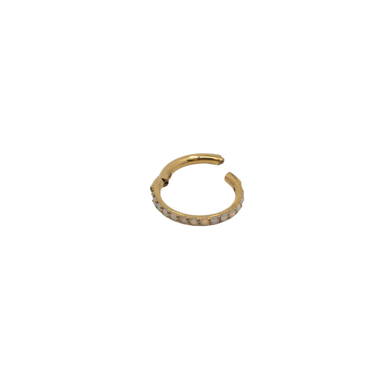 Yellow Gold Hoops Bottom-Facing Opal Clicker Hoop The Curated Lobe