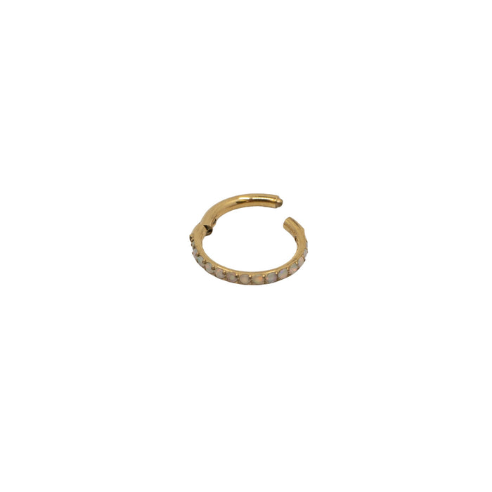 Yellow Gold Hoops Bottom-Facing Opal Clicker Hoop The Curated Lobecartilagecartilage jewelryclicker hoop