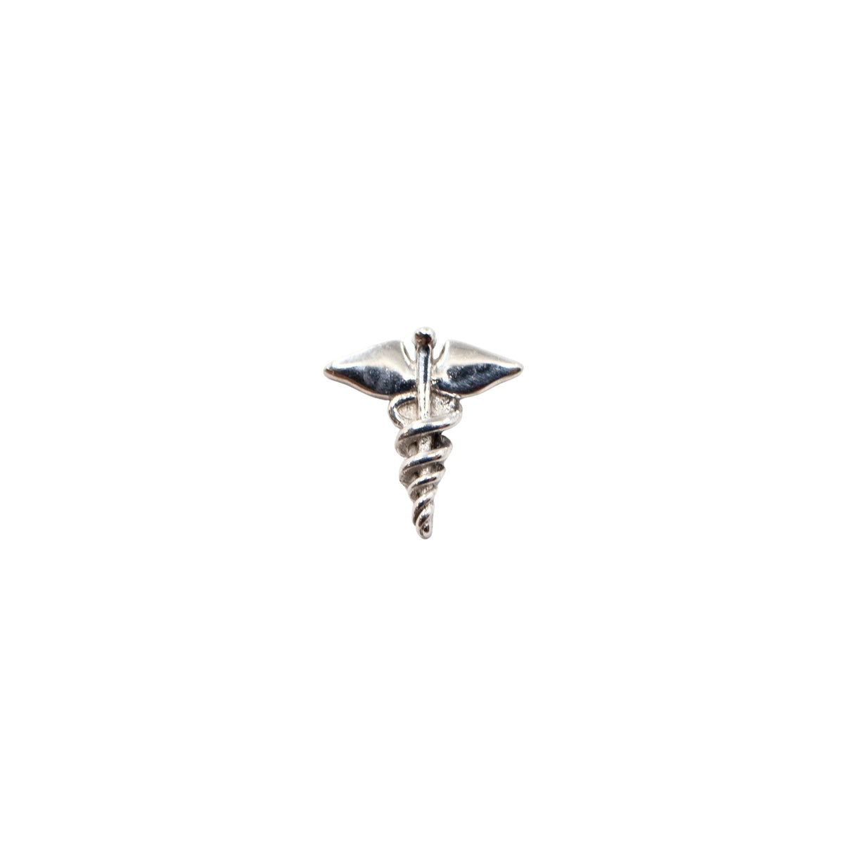 White Gold Studs Caduceus Earring The Curated Lobe