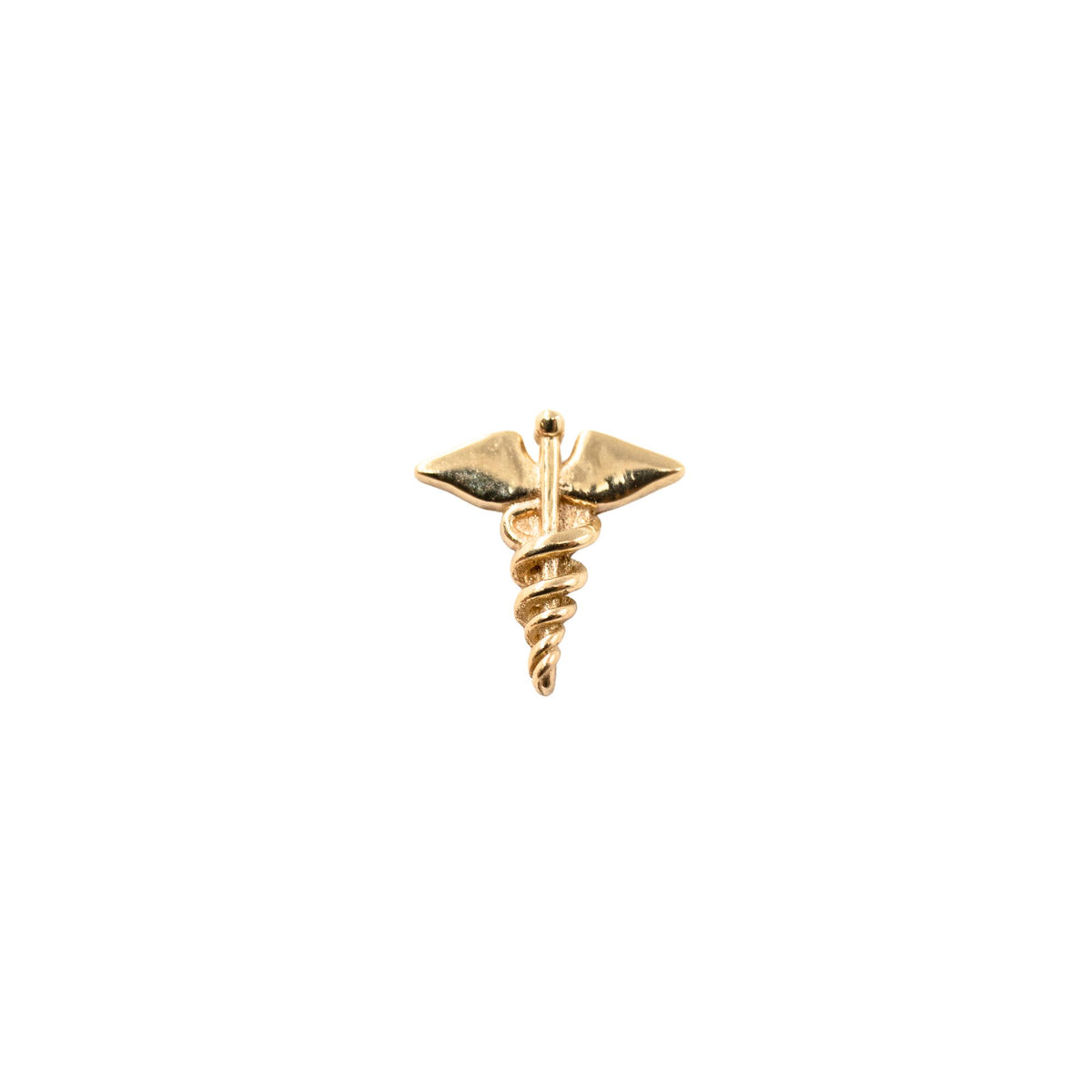 Yellow Gold Studs Caduceus Earring The Curated Lobe