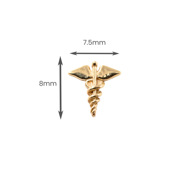 Yellow Gold Studs Caduceus Earring The Curated Lobe14k gold14k gold topcaduceus