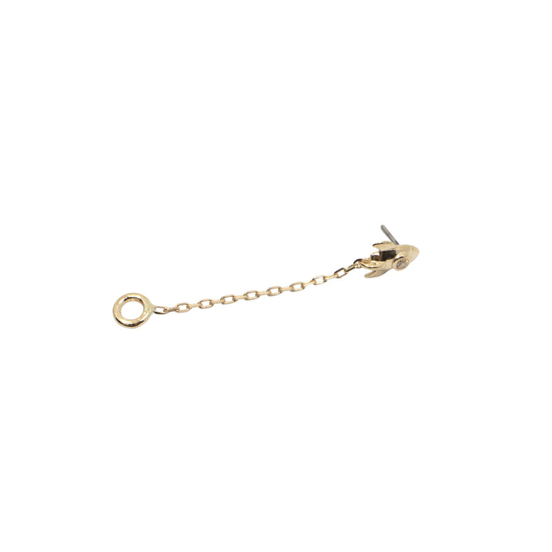 Yellow Gold Threadless Tops Chain Rocketship Earring The Curated Lobe14k gold14k gold topcartilage