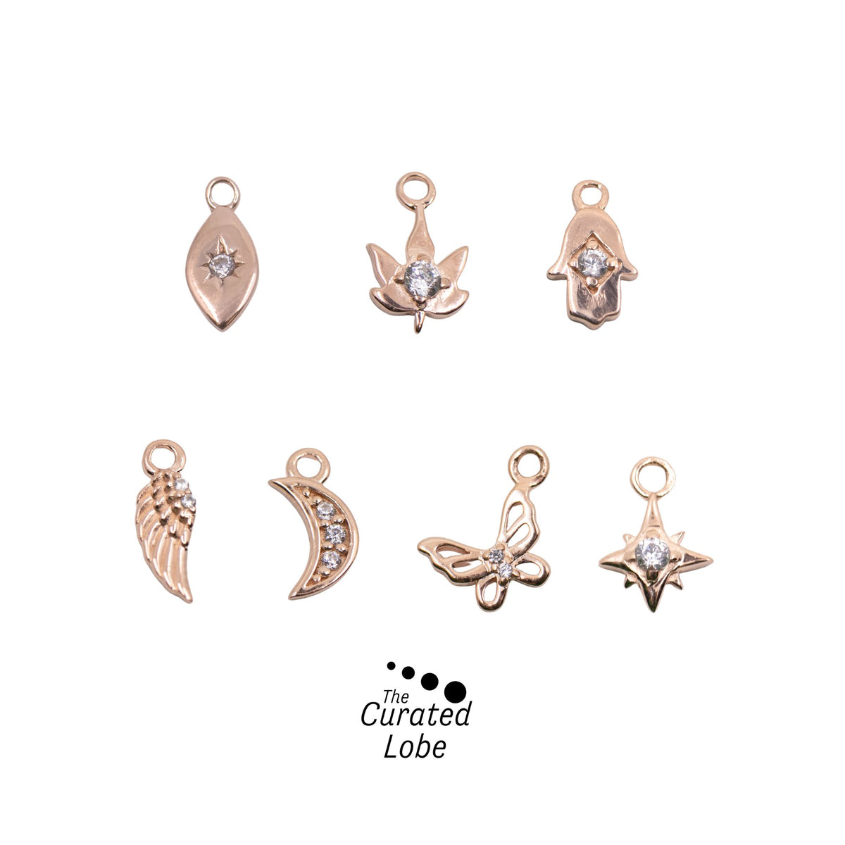 Yellow Gold Chains Connectors & Ear Jackets Charmed Chain Connector The Curated Lobecartilagechainchain earrings