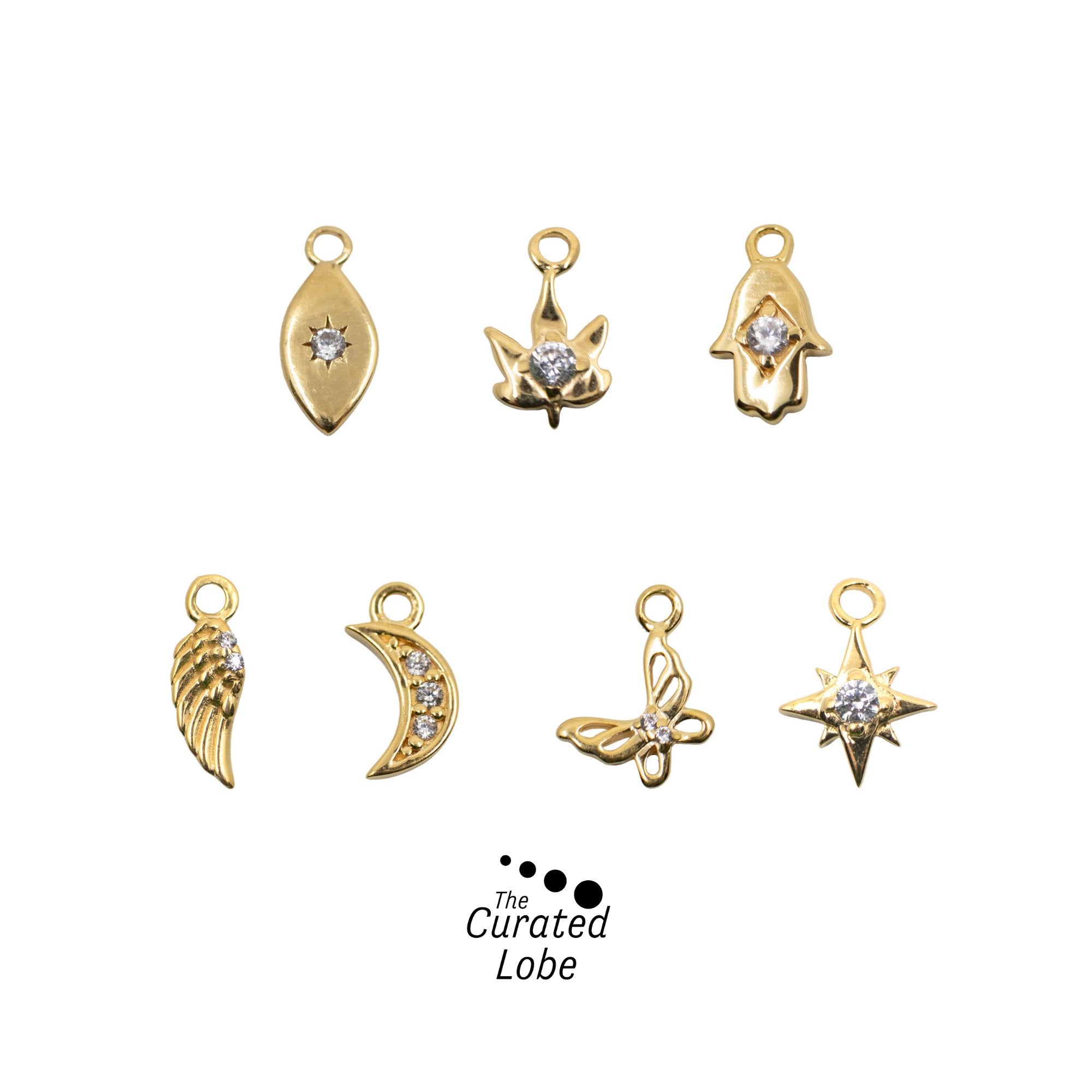 Diamond Earring Charm | Double Hole Connected Piercing Chain – Two of Most