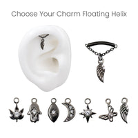 Gunmetal Threadless Tops Charmed Floating Helix Earring The Curated Lobecartilagecharmfloating