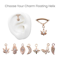 Rose Gold Threadless Tops Charmed Floating Helix Earring The Curated Lobecartilagecharmfloating