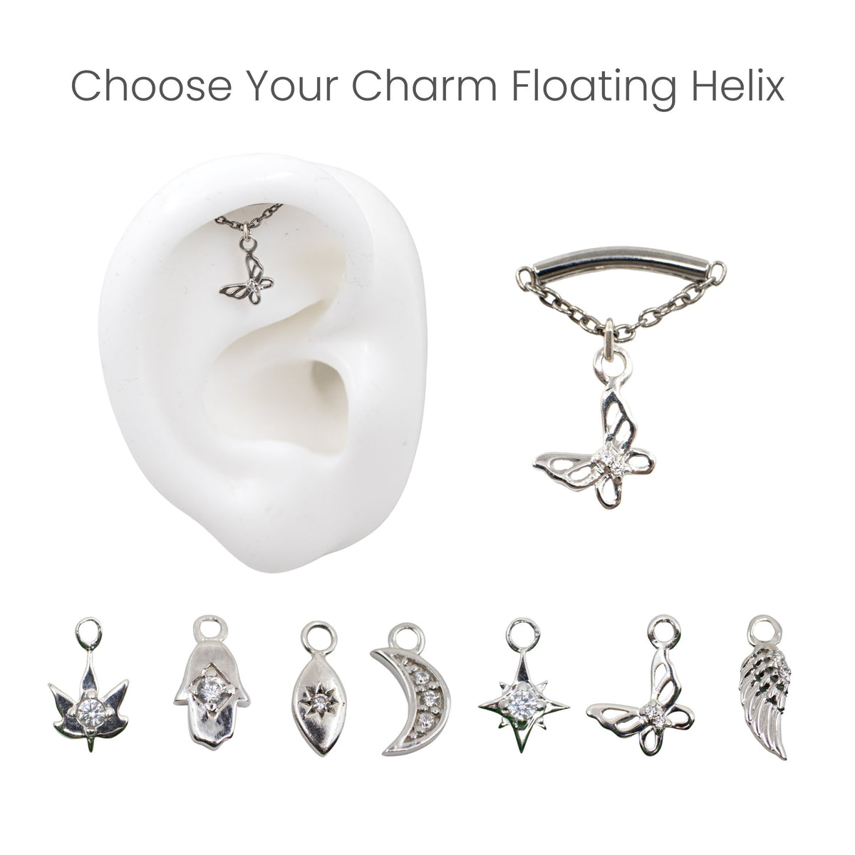 Silver Threadless Tops Charmed Floating Helix Earring The Curated Lobe