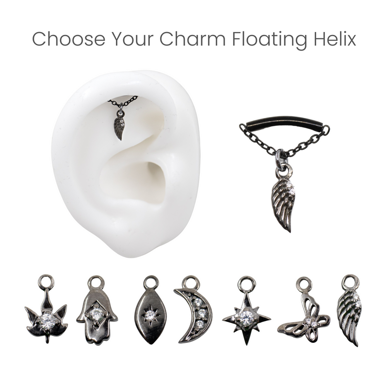 Silver Charmed Floating Helix Earring - Silver Floating Helix Earring