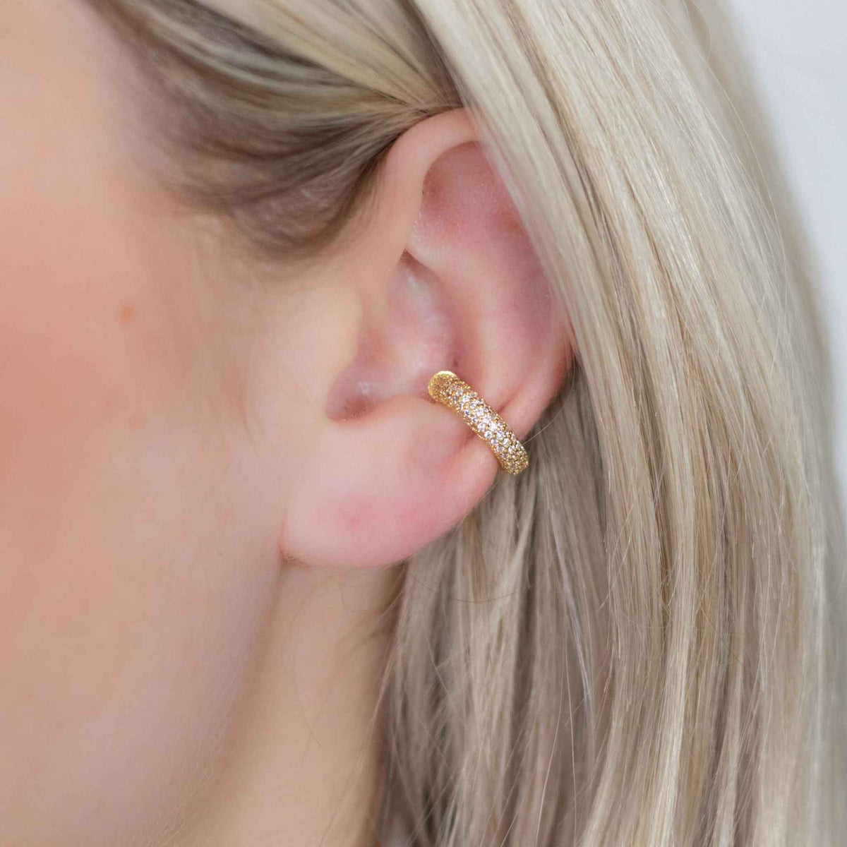 Yellow Gold Ear Cuffs Chunky Crystal Ear Cuff The Curated Lobeconchno piercing