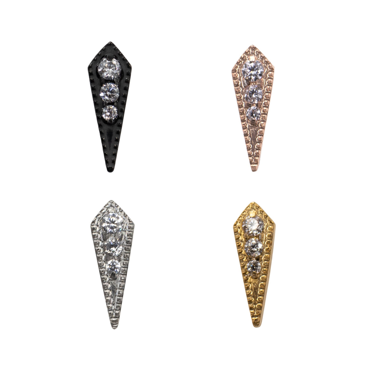 Yellow Gold Threadless Tops Coffin Spike Earring Top The Curated Lobecoffinconchflat