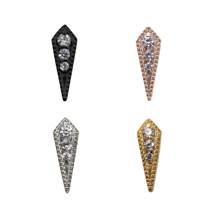 Yellow Gold Threadless Tops Coffin Spike Earring Top The Curated Lobe