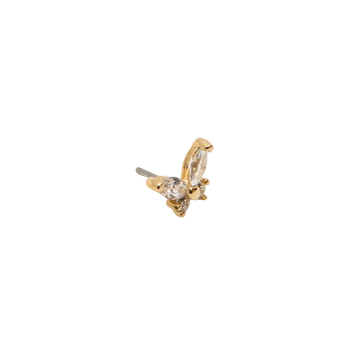Yellow Gold Studs Crystal Butterfly Stud Earring The Curated Lobe14k gold14k gold topbutterfly