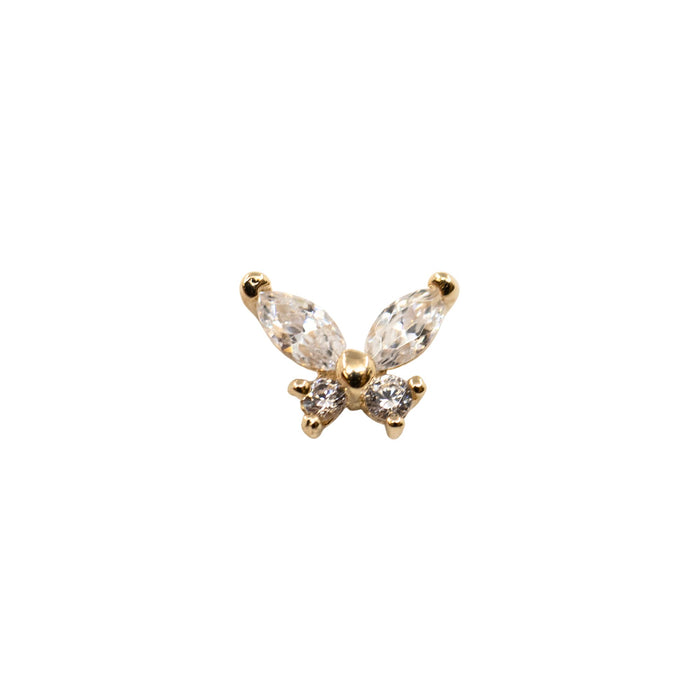 Yellow Gold Studs Crystal Butterfly Stud Earring The Curated Lobe