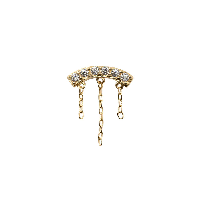 Yellow Gold Studs Crystal Chain Floating Helix Earring The Curated Lobe14k gold14k gold topcartilage