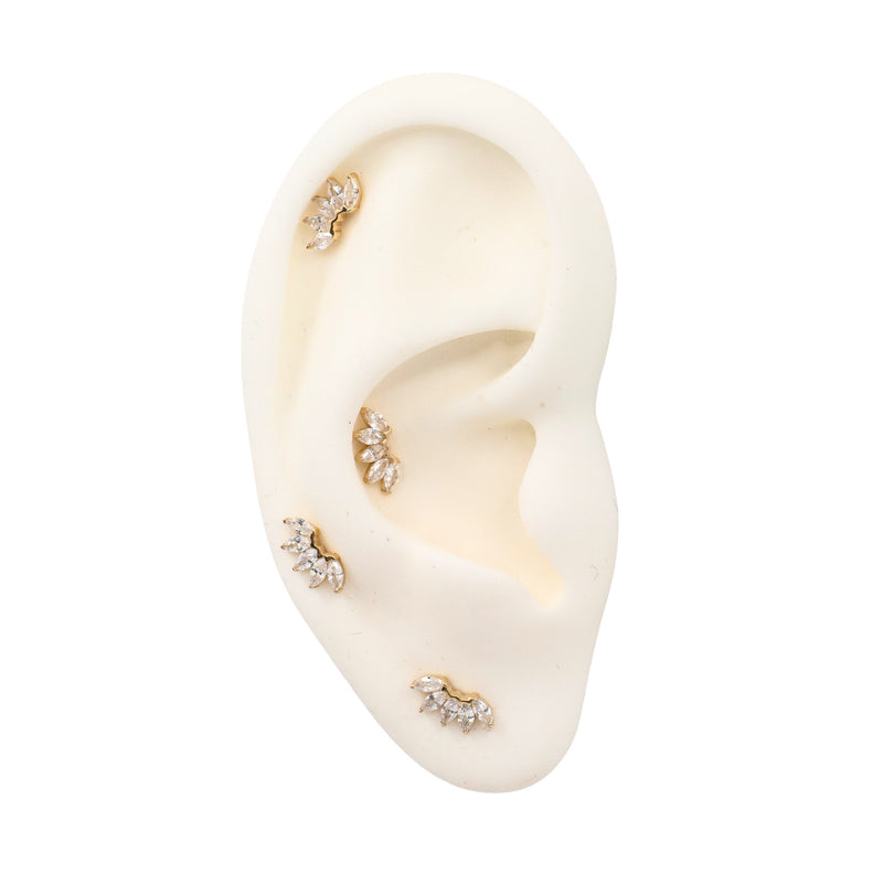 Yellow Gold Studs Crystal Fan Earring The Curated Lobe14k gold14k gold topcartilage