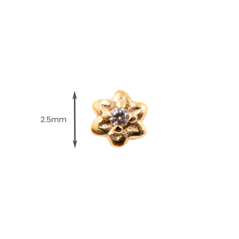 Yellow Gold Studs Crystal Flower Earring The Curated Lobe