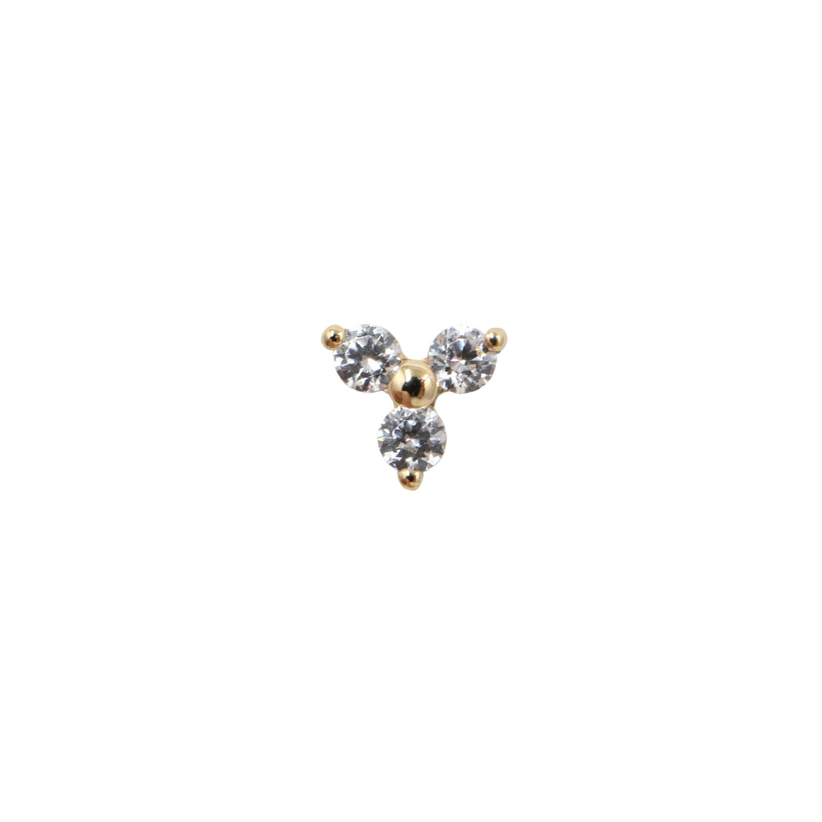 Yellow Gold Threadless Tops Crystal Trillium Earring The Curated Lobe