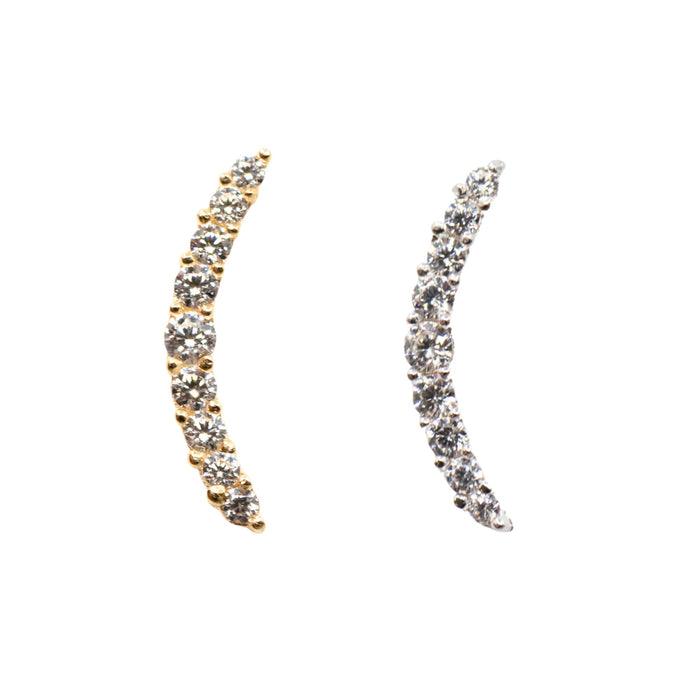 Yellow Gold Studs Curved Crystal Earring The Curated Lobe