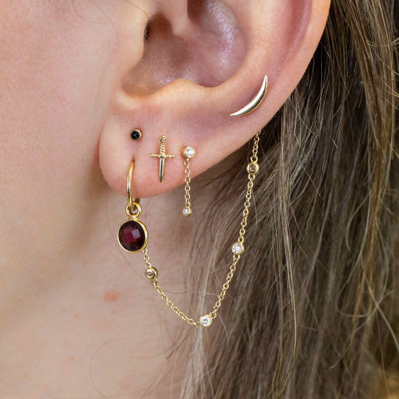 Yellow Gold Studs Dagger Earring The Curated Lobe
