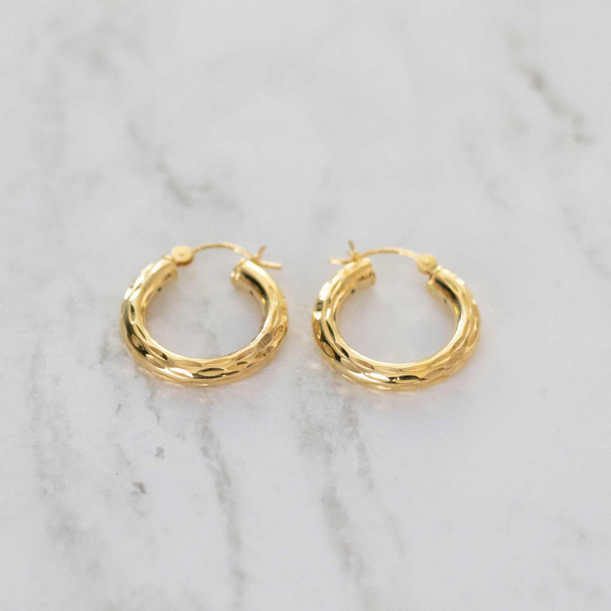 Yellow Gold Hoops Diamond-cut Hoops The Curated Lobe