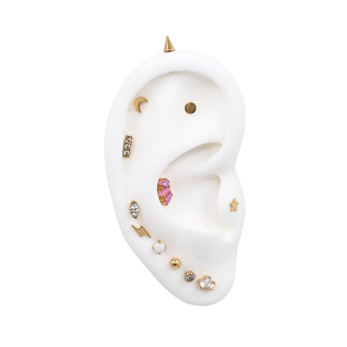 Yellow Gold Threadless Tops Disc Earring Top The Curated Lobe