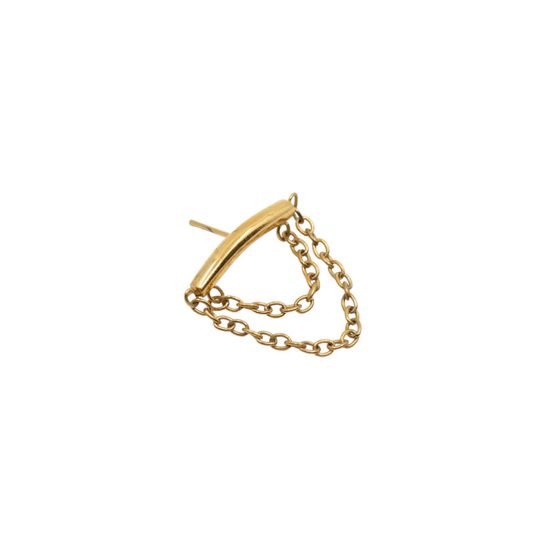 Yellow Gold Threadless Tops Double Chain Floating Helix Earring The Curated Lobe