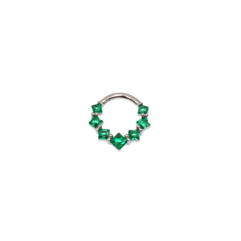 White Gold Hoops Emerald Crystal Clicker Hoop The Curated Lobe