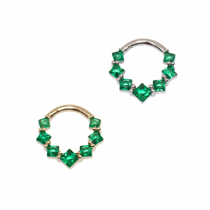 Yellow Gold Hoops Emerald Crystal Clicker Hoop The Curated Lobe14k goldcartilagecartilage jewelry