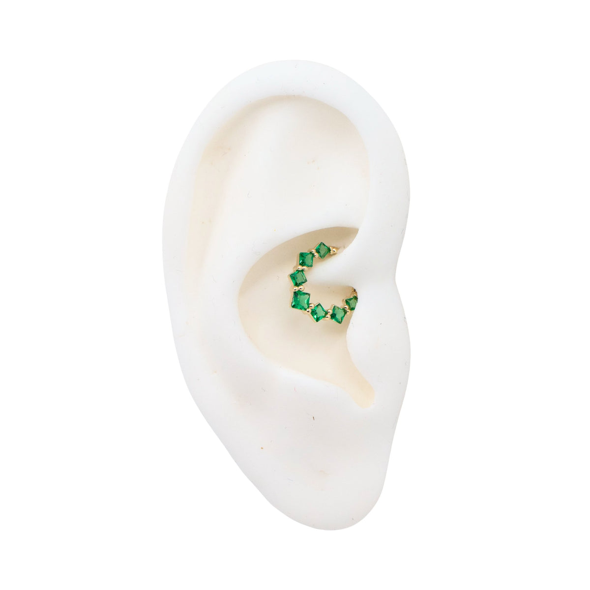 Yellow Gold Hoops Emerald Crystal Clicker Hoop The Curated Lobe