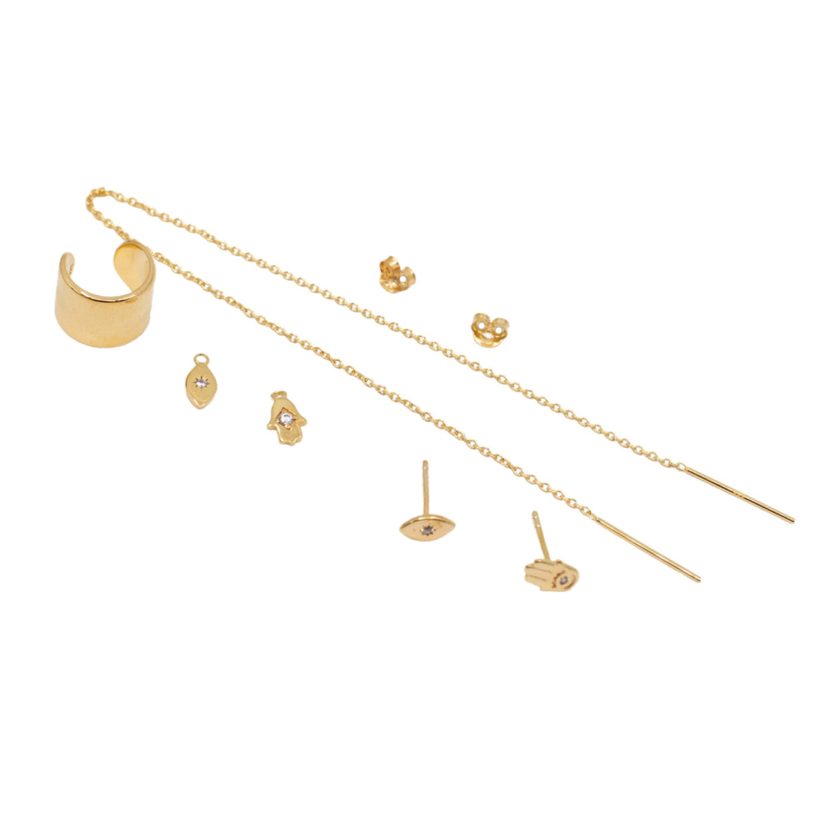 Yellow Gold Vermeil Curated Earring Sets Evil Eye Curated Set The Curated Lobe