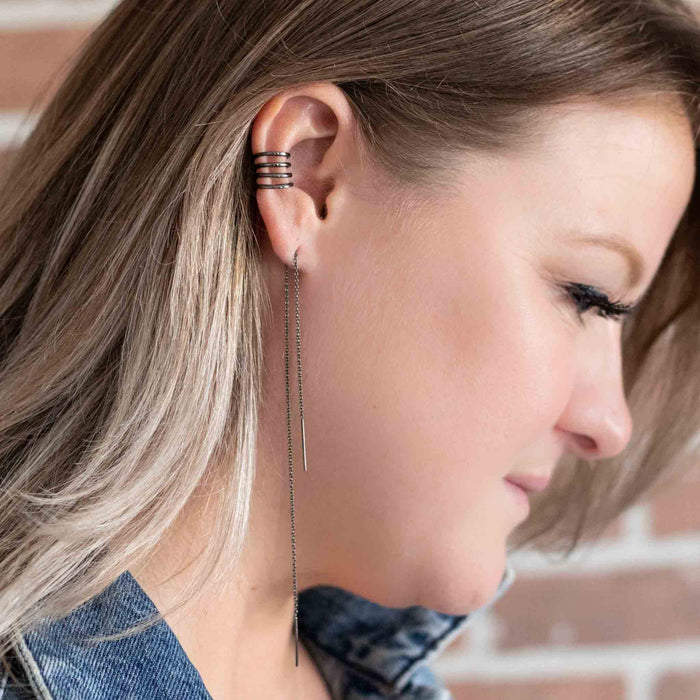 Yellow Gold Ear Cuffs Four Band Ear Cuff The Curated Lobegold vermeilno piercing