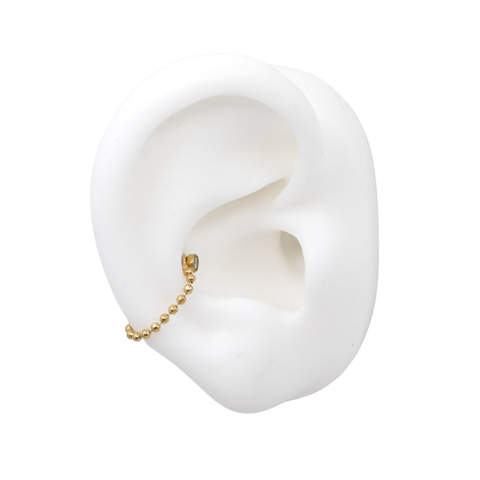 Yellow Gold Chains Connectors & Ear Jackets Gold Ball Chain Connector The Curated Lobecartilagechain ear jacketchain ear jackets